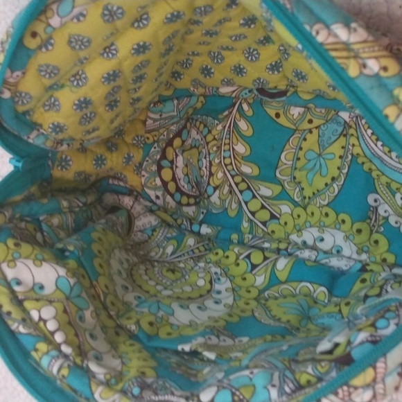 Vera Bradley Small Aqua/White/Green Handbag/Purse - Picture 9 of 12